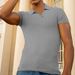 2026 Summer New Style Daily Casual Polo Shirt Collarless V-neck Short Sleeve T-Shirt Men's Clothing_viptrois.com