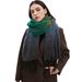 Unisex Women's shawl with floral gradient fringed scarf_viptrois.com