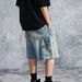 Men's Clothing High Street Style Men's Denim Shorts Loose Fit Distressed And Frayed Hem Summer Fashion_viptrois.com