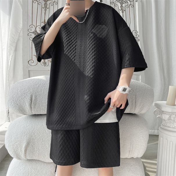 Men's Clothing Sports Suit Men's Summer Thin Wear Teenagers Short Sleeved Shorts Two Piece Suit_viptrois.com