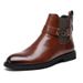 New Fashion Chelsea Boots Men's Double Hook Brown Retro High-top Men's Boots European And American Fashion Boots British Gentleman Leather Boots_viptrois.com