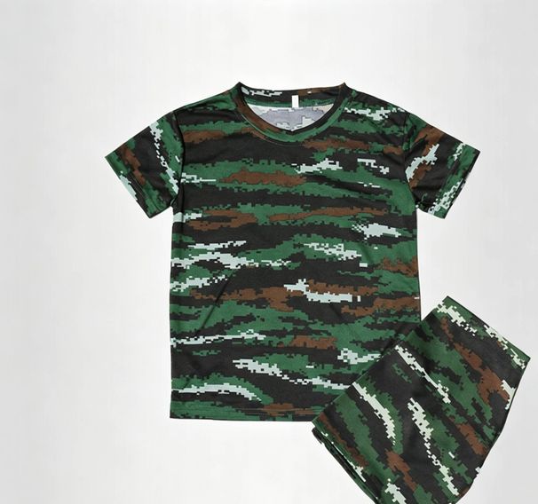 Children's Camouflage T Shirt Short Sleeved Suit Students Summer Military Training Clothes Summer Camp Physical Training Clothes Mesh T Shirt_viptrois.com