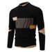 "Men's High Neck Color Block Pullover Sweater – Plus Size Knitwear, Stylish & Comfortable Casual Base Layer (M-4XL)"_viptrois.com