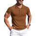 New Summer Solid Stripes Slim Fit Elasticity Short Sleeve Polo For Men Fashion Stand Collar Men's Shirts_viptrois.com