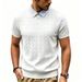 Summer Style Faux Two-Piece Short Sleeve Polo Shirt Shirt Collar T-Shirt Cable Knit Casual Knitwear For Men_viptrois.com