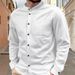 Men's Hawaiian Style Stand Up Collar Breathable Linen Henry Collar Casual Long Sleeved Shirt_viptrois.com
