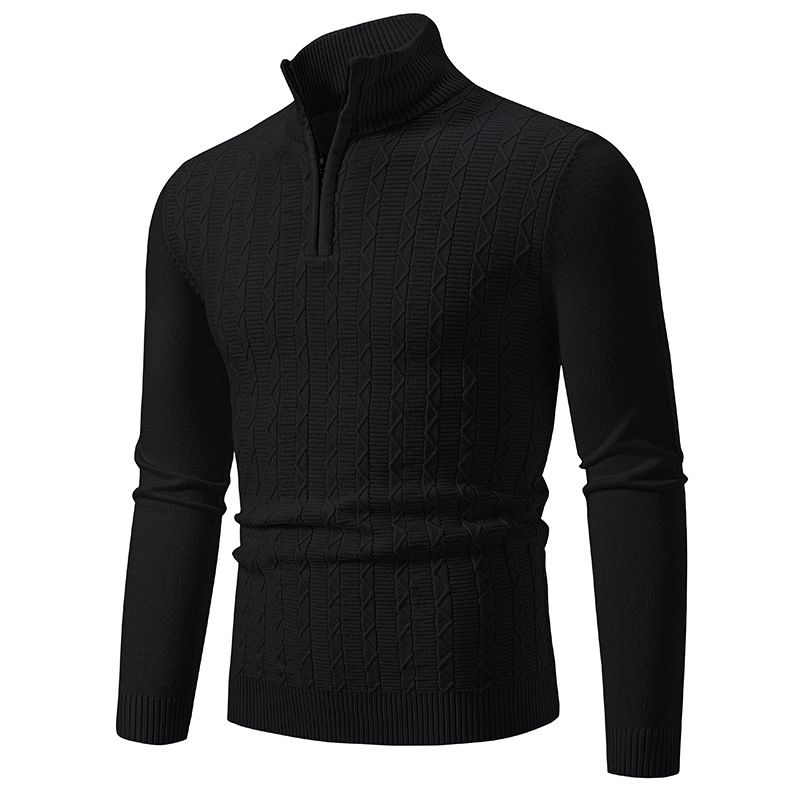 Men's Clothing Knitted Sweater Men's Semi-Turtleneck Zip-Up Knit Sweater Long Sleeve Pullover Casual Slim Fit Comfortable For Spring Autumn_viptrois.com
