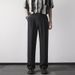 Men's Straight Leg Dress Pants Summer Style High End Feel Wide Leg Black Suit Loose Fit Versatile Casual Long Pants_viptrois.com