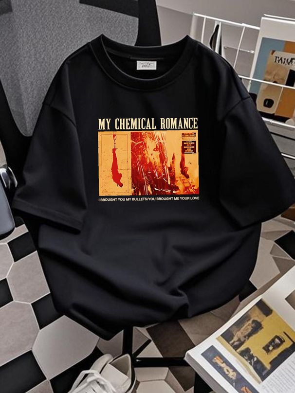 My Chemical Roce Bullets Boyfriend Fit T Shirt Size Medium Red Summer Slightly Fashion Casual Stylish Homme Streetwear Designer Clothes Unisex_viptrois.com