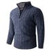 Men's Quarter-Zip Knit Sweater – Winter Thermal Pullover With Stand Collar & Textured Stitch (L-3XL, Slim Fit, Washed Finish, Grey/Deep Navy)_viptrois.com