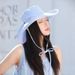 Fashionable Grid Sun Hat For Women, Summer Cycling Travel, UV Protection, Large Eave, Small Fresh Fisherman Hat, Trendy_viptrois.com