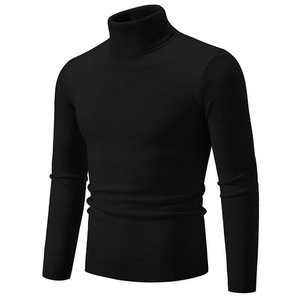 Men's Clothing Turtleneck Sweater Men's Slim Fit High Neck Sweater - Lightweight Knit Pullover For Casual Wear, Solid Color Turtleneck Top_viptrois.com