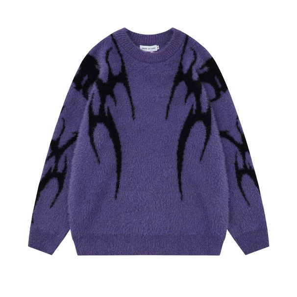 Men's Dark Thorns Wings Shoulder Jacquard Design Sweater Soft Waxy Imitation Mink Knitted Sweater_viptrois.com