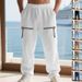 "Men's Linen-Blend Wide Leg Pants – Relaxed Fit, Hip-Hop Style, Zipper Detail (Black/Grey/Army Green, S-XXXL)"_viptrois.com