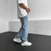 Men's Slim Fit Light Blue Jeans With Letter Embroidery, Straight Leg, Stretch Denim, Casual & Trendy Pants_viptrois.com