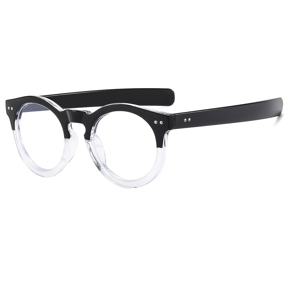 Women's Eyewear Frames Versatile Rivet Plain Glasses For Women Fashionable Trend Oval Anti Blue Light Glasses Can Be Matched With Myopia Frame Glasses_viptrois.com