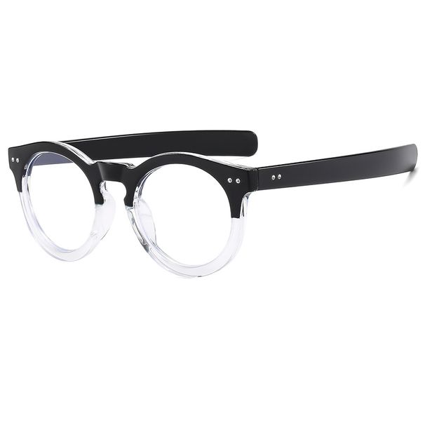Women's Eyewear Frames Versatile Rivet Plain Glasses For Women Fashionable Trend Oval Anti Blue Light Glasses Can Be Matched With Myopia Frame Glasses_viptrois.com