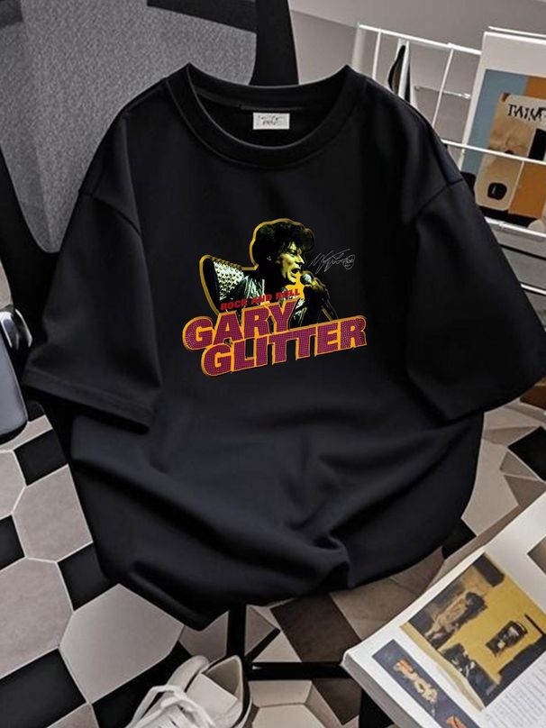 Rare Gary Glitter Rock & Roll Signature Blue T- Shirt S To 5XL Gift Fans BE378 Top For Everyday Wear Fashion Homme Graphic Casual Comfortable_viptrois.com