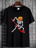 Skeleton Hockey Halloween Pumpkin T-Shirt Comfortable Top For Everyday Wear Fashion Slightly Stylish Versatile Women Designer Clothes Women Top Graphic Tees Female Unisex T-Shirt For Women Casual Summer Soft Streetwear Graphic Casual Stretched_viptrois.com