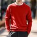 Men's Slim Fit Round Neck Wool Blend Knit Sweater - Lightweight & Stretchy For Casual & Office Wear_viptrois.com