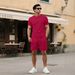 Men's Terry Cloth Shorts Set Jacquard Short Sleeved Summer Breathable Casual Sports Two Piece Set_viptrois.com
