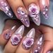 Almond Handmade Wear On Nail High Grade Purple Rose Rhinestone Nail Art Patch Wear On Nail_viptrois.com