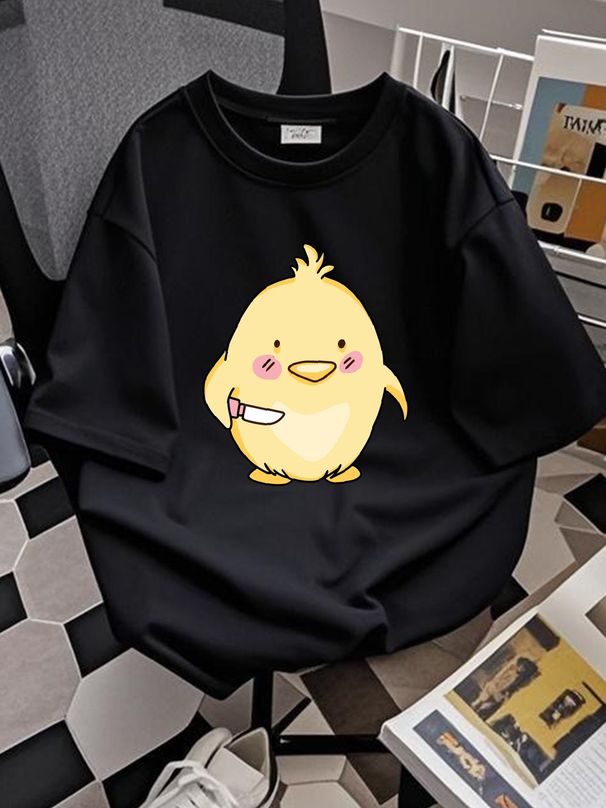 Nice Chick With Knife T-Shirt Summer Slightly Stylish Stretched Homme Fashion Soft Comfortable Casual Designer Clothes Breathable Unisex Versatile_viptrois.com