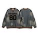 Men's Clothing washed old letter embroidered V neck denim sweatshirt for men and women autumn loose casual couple tops_viptrois.com