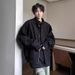 Loom Loom European American Style Gray Stand Collar Coat , Autumn And Winter Chic Woolen Short Coat, Oversized Suit Jacket For_viptrois.com