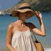 Grass women's beach bow shaped hat, tourist sun hat_viptrois.com