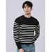 Striped Long Sleeved Knitted Sweater, Men's Slim Fit, Thin Design, Inner Layer As Base_viptrois.com