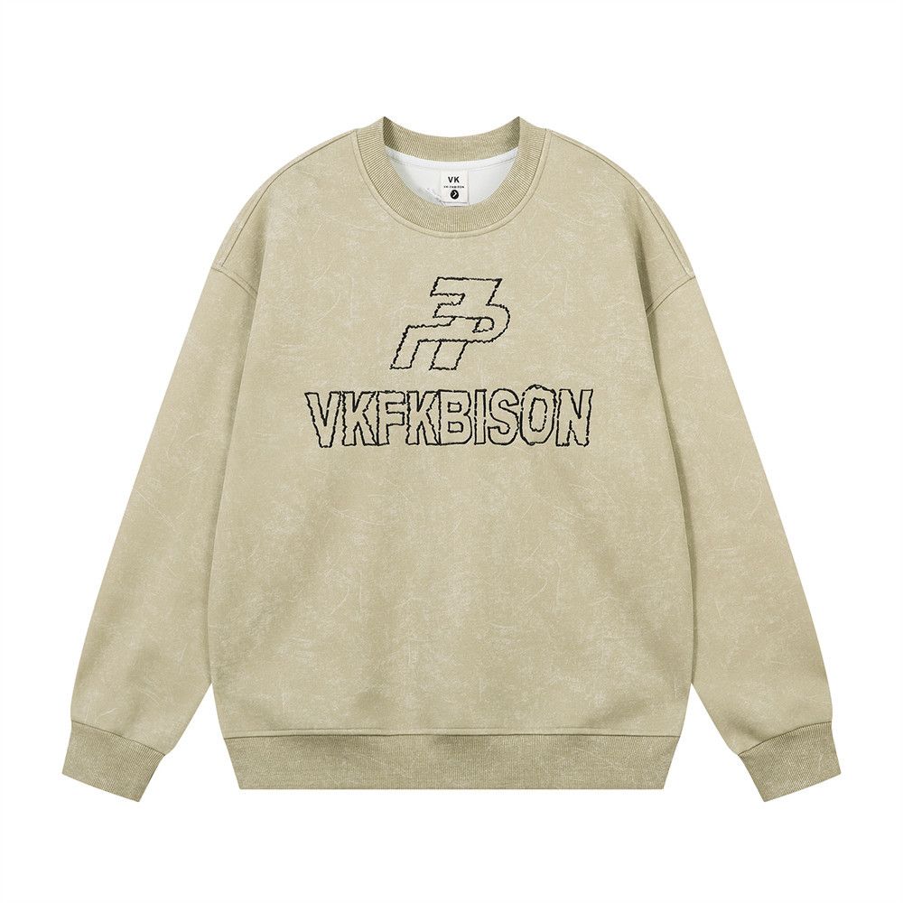 Street Style American Letter Embroidery Crew Neck Sweatshirt For Men, Vibe Trendy Long Sleeve Pullover Casual Loose Fit_viptrois.com