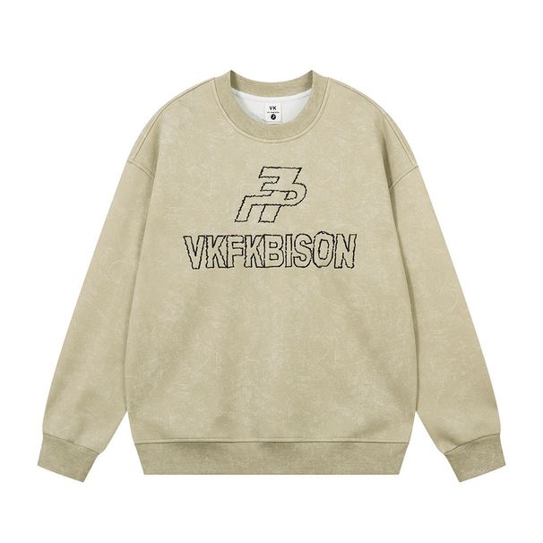 Street Style American Letter Embroidery Crew Neck Sweatshirt For Men, Vibe Trendy Long Sleeve Pullover Casual Loose Fit_viptrois.com