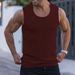 Men's Clothing Knitted Thick Striped Fitness Sports Vest Summer Solid Color Wide Shoulder Casual Fashion _viptrois.com
