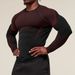 Men's Quick-Dry Compression Long Sleeve T-Shirt – Breathable Gym Workout Top With Print Design (Black/Color Block, S-XXL)_viptrois.com