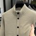 Loom European And American Cross-Border Thickened New Sweater Hot-Selling Cardigan Heavy Long-Sleeve Stand Collar Jacquard_viptrois.com