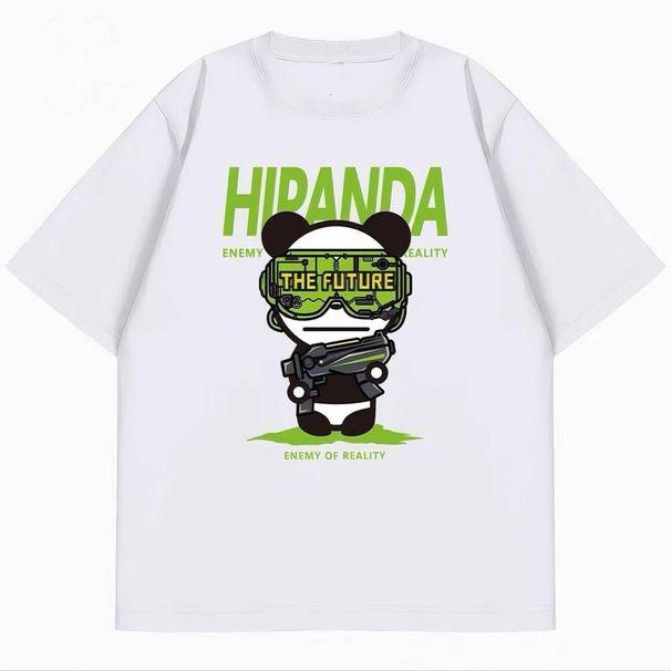 Casual Urban Fashion For Men & Women Panda Graphic Print T-Shirt Oversized Relaxed Fit 100% Cotton Unisex Streetwear_viptrois.com