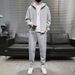 Men's Clothing Fleece Hooded Sweatshirt Jogger Set - Long Sleeve Zip Up Hoodie With Cuffed Pants, Casual Athletic Outfit For Running, Gym, Streetwear_viptrois.com