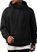 Men's Fleece Half-Zip Pullover Hoodie – Retro American Style Loose Fit Stand Collar Sweatshirt (S-XXXL, Kangaroo Pocket, Solid Colors)_viptrois.com