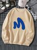 Men's Loose Casual Fashion M WAKE UP Letter Printed Round Neck Long Sleeved Sweatshirt For Autumn And Winter_viptrois.com
