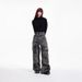 Men's Clothing Retro Distressed Washed Pocket Casual Overalls Design Straight Wide Leg Stacked Jeans_viptrois.com