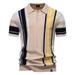 The 2025 Summer New Men's Lapel Short-sleeved Knitted Polo Stripe Patchwork European Size Short-sleeved Shirt_viptrois.com