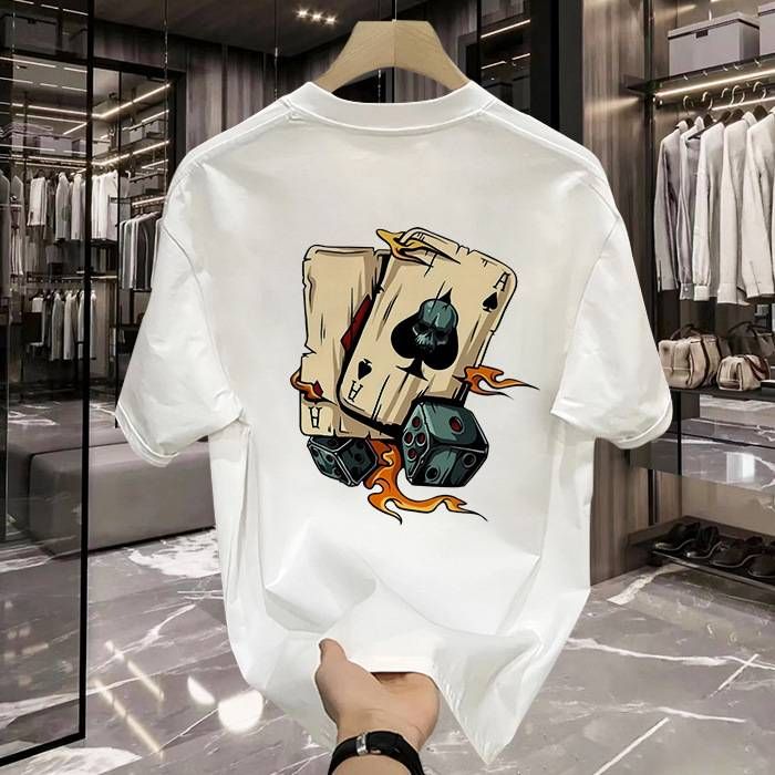 American Heavy-duty Pure Cotton Short-sleeved T-shirt For Men, Instagram Streetwear, Loose Top Wear For Men, Summer Style_viptrois.com