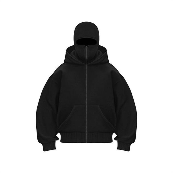 2025 European-USA Style Fashion Hoodies Outerwear Men's Long Sleeve Casual Loose Double Hat Zipper Hooded Sweatshirts_viptrois.com