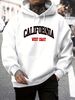 Men's Autumn And Winter Casual Fashion Loose Hooded Sweatshirt California West Coast Letter Printed Warm Long Sleeved Pullover_viptrois.com
