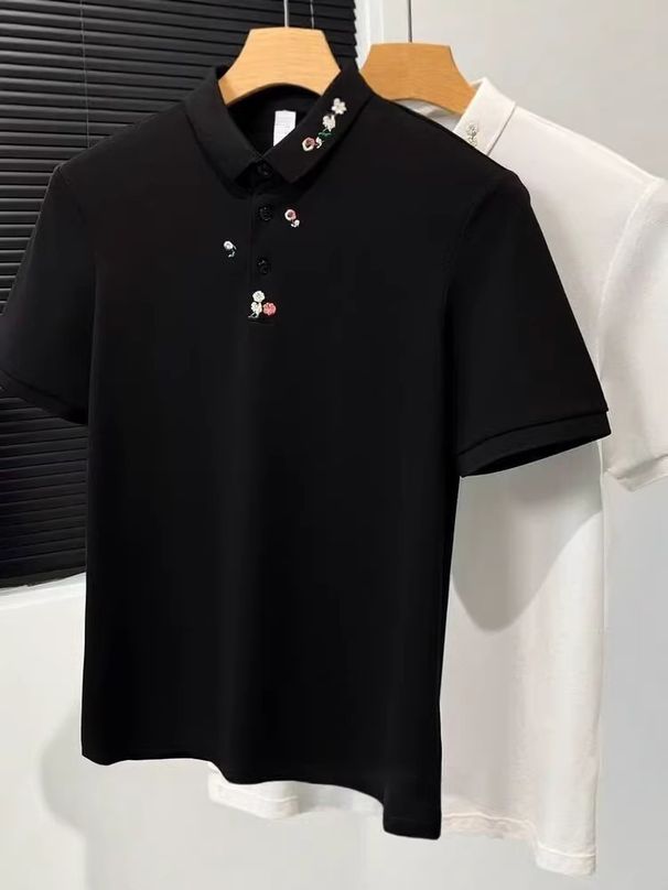 Summer New Men's Short Sleeve Polo Shirt Casual Versatile Top Collared T-Shirt Embroidered_viptrois.com