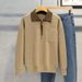 Men's Clothing Contrast Color Polo Collar Sweater Autumn And Winter Men's Half Zip Knit Sweater Loose Bf Trend Handsome Casual Tops_viptrois.com