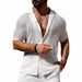 Men's Clothing Casual Shirts Summer Fashion Cool Breathable Men's Cardigan Solid Color Short Sleeved Tops Knitted Men's Shirts_viptrois.com