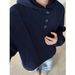 Cleanfit Button-Up Hooded Sweatshirt – Minimalist Henry Collar Pullover For Men (M-XXXL) – Lightweight Polyester Blend Casual Jacket_viptrois.com