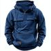 Men's Hooded Fleece Sweatshirt - Casual Streetwear With Contrast Stitching, Relaxed Fit For Autumn & Winter_viptrois.com
